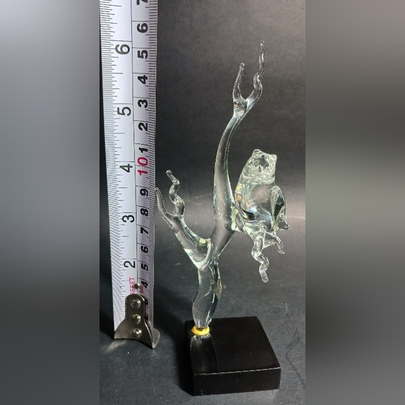 Hand Blown Glass Crystal Owl and Black Marble Sculpture 🦉 - Picture 5 of 7